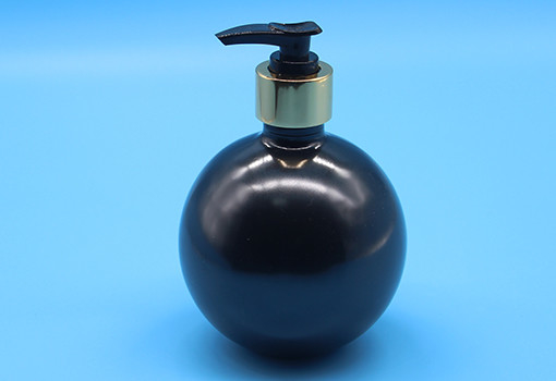 Free samples 400ml black empty PET plastic ball shape lotion pump bottle