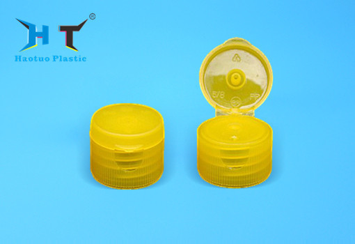 Yellow Color Flip Top Plastic Caps , Non Spill 20mm Flip Top Caps