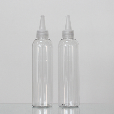 Transparent Color PET Material 200ml Round Plastic Bottle Designers For Cosmetic