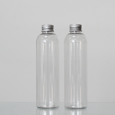 Transparent Color PET Material 200ml Round Plastic Bottle Designers For Cosmetic