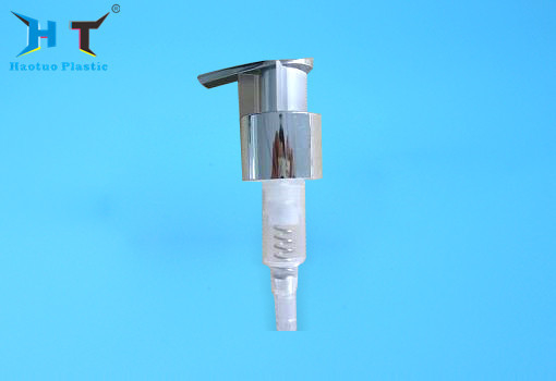Shiny Aluminum Closure Lotion Dispenser Pump 24 / 410  With Clip Cap