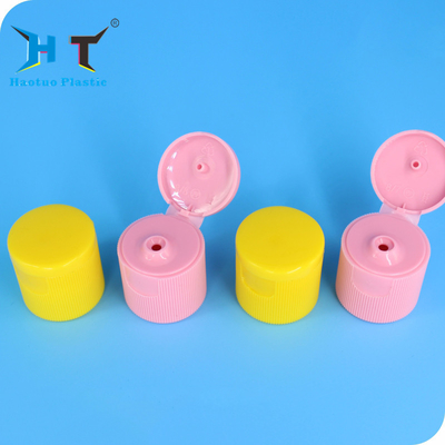 Colorful Flip Top Plastic Caps 3mm And 5mm Orifice 28 / 415 For Cosmetic Bottle